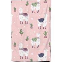 Warren Reed - Designer Happy Lama Tea Towel in Pink