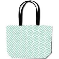 Warren Reed - Designer Green Geometric Pattern Beach Shopper Tote Bag