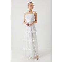 Frill And Ribbon Detail Tiered Bridesmaids Dress