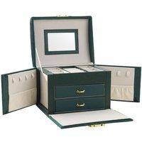 3 Layers Jewelry Organizer Storage Case Jewellery Box with Lock and Mirror