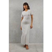 Stripe Twist Open Back Midi Dress