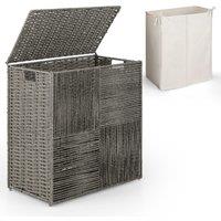 110L Laundry Hamper Bathroom Hand-woven Rattan Laundry Basket with Lid