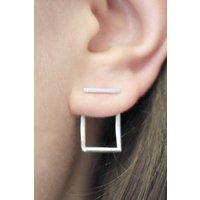 Otis Jaxon London Women's Curved Rectangle Sterling Silver Ear Jackets