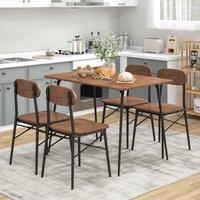 Costway 5 Piece Dining Table Set Rectangular Table & 4 Chairs Kitchen Wooden Furniture in Brown