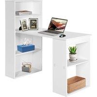 Costway Computer Writing Desk w/ Bookcase 6-tier Shelves Reversible Home Office Dorm in White
