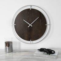 Native Home & Lifestyle Minimalist Wood & Silver Wall Clock in White | Size: 1 Pack