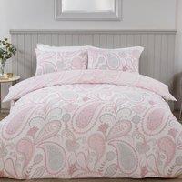 Smart Living Printed Reversible Polycotton Paisley Duvet Cover With Pillowcases in Pink | Size: Super King