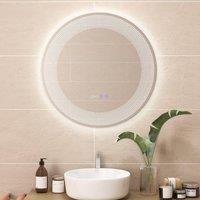 Costway LED Bathroom Mirror Wall-Mounted Vanity Makeup Mirror with 3-Color Dimmable Lights in Silver