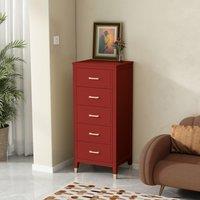Cabinet Bits Palazzi 5 Drawer Narrow Chest of Drawers in Red