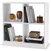 Costway 4-Cube Wooden Bookcase 2-tier Open Back Bookshelf Storage Organizer in White