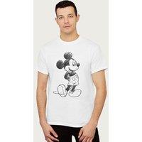 Disney Men's Mickey Mouse Sketch Drawing T-Shirt in White | Size: Medium