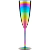 Orsina Set of 4 Iridescent Champagne Flutes, Glass With Champagne Finish in Blue, Gold, Purple, Luxe Stemware Set