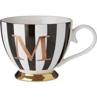 Orsina Regal Design Duchess M Letter Monogram Mug, Personalized Coffee Mug For Kitchen, Durable Mug For Breakfast in Black