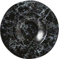 Orsina Elegant Faux Marble Black Pasta Bowl, Durable Marble Pasta Bowl For Kitchen, Grooved Design Pasta Bowl