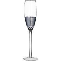 Orsina Contemporary Set of 4 Champagne Glasses, Textured Flutes With Silver Rim, Geometric Champagne Glasses