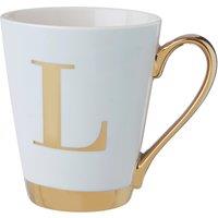 Orsina Personalized White Frosted Deco L Letter Monogram Mug, Stylish Mug For Kitchen, Durable Mug For Breakfast in Green