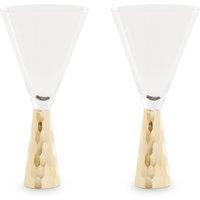 Orsina Luxe Set Of 2 Wine Glasses With Gold Finish Stem, Champagne Glasses, Crystal Wine Goblets, Beverage Glasses in Clear