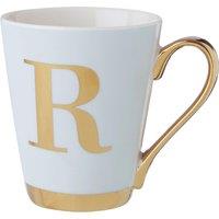 Orsina Stylish White Frosted Deco R Letter Monogram Mug, Personalized Mug For Kitchen, Durable Mug For Breakfast in Gold