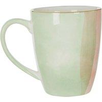 Orsina Gold Plated Colour of Paradise Mug, Hand Painted Porcelain Coffee Mug With Assorted Pastel Tones, Ceramic Mug in Green