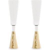 Orsina Set Of Two Champagne Glasses With Gold Finish Stem, Crystal Sparkling Flutes, Glassware With Cone-Shaped Top in Clear