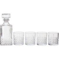 Orsina Diamond Pattern Decanter With Four Glasses in Clear