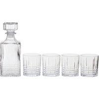 Orsina Ribbed Pattern Decanter With Four Glasses in Clear