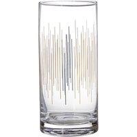 Orsina Art Deco Set of 4 Highball Glasses, Hand Blown Highball Tumbler Glasses With Gold Lines, Crystal Glassware in Clear