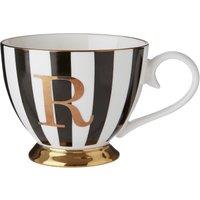 Orsina Regal Design Duchess R Letter Monogram Mug, Personalized Coffee Mug For Kitchen, Durable Mug For Breakfast in Black