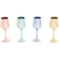 Orsina Set Of Four Wine Glasses In Assorted Colours, Reflective Glassware for Champagne, Colored Drinking Glasses