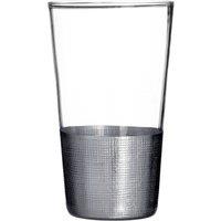 Orsina Set of 4 Crystal High Ball Glasses, 370ml Ribbed Highball Glassware, Patterned Highball Drinking Glasses in Silver