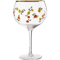 Orsina Set Of 2 Citrus Design Gin Glasses, 2 Balloon Gin Goblets With Gold Trim For G&T, Nice Vintage Glasses in Clear