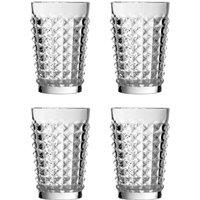 Orsina Set of 4 Pyramid Hi Ball Glasses, Crystal Highball Glass Set With Embossed Texture, Highball Tumbler in Clear