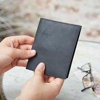 Paper High Buffalo Leather Passport Holder in Black