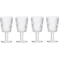 Orsina Classic Set Of 4 Blue Wine Glasses, Decorative Crystal Goblets For Red Wine, Embossed Glasses For Champagne in Clear