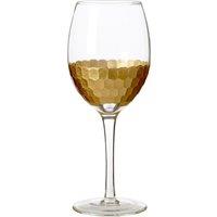 Orsina Geometric Ribbed Wine Glass Set, 4 Small Colored Wine Goblets With Gold Metallic Strip, Textured Glasses