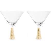 Orsina Set Of 2 Cocktail Glasses With Gold Finish Stem, Martini Glass With 250ml Capacity, Cocktail Glasses For Bar in Clear