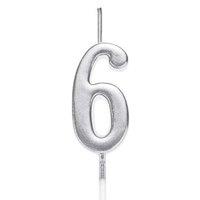 Silver 6 Number Candle Birthday Anniversary Party Cake Decorations Topper