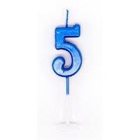 Blue 5 Number Candle Birthday Anniversary Party Cake Decorations Topper