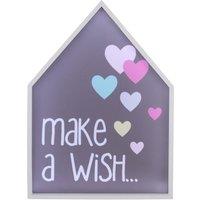 Orsina Make A Wish LED Light Box, Kids Night Light With Pastel Heart Design, Wall Mountable House-Shaped Light in Purple