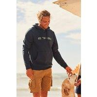 Animal Men's 'Driver' Lightweight Embroidered Logo Cotton Relaxed Hoodie in Navy | Size: Small
