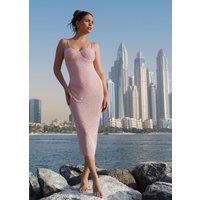 Quiz Women's Rhinestone Bodycon Midi Dress in Pink | Size: 8
