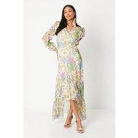 Printed Blouson Sleeve Midaxi Dress