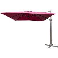 Shatchi 3m Burgundy Square Parasol With Cross Base & 77mm Aluminium Pole Sun Shade Garden Outdoor Beach Patio Canopy Shelter Umbrella Cantilever