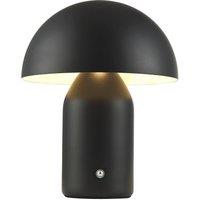Happy Homewares Modern Rechargeable Mushroom Table Lamp with Touch Dimmer Button in Black | Size: 14 inches