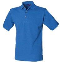 Henbury Men's Classic Cotton Pique Heavy Polo Shirt in Blue | Size: XL
