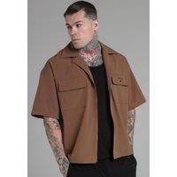 SikSilk Men's Utility Shirt in Tan | Size: Medium