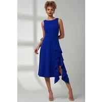 Jolie Moi Women's Haylen Frill Detail Midi Dress in Blue | Size: 18