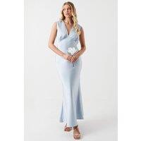 Oasis Women's Satin Open Back Detail Maxi Bridesmaid Dress in Light Blue | Size: 12