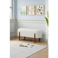 Beige Polar Fleece Oval Shaped Bench Entryway Shoe Changing Stool