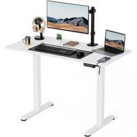 VonHaus Medium Home Office Electric Standing Desk with USB-C Charging in White